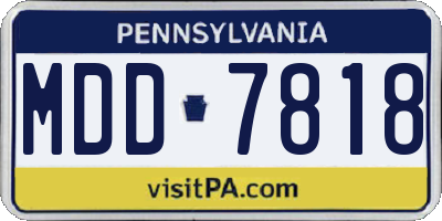 PA license plate MDD7818