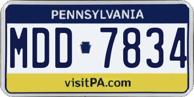 PA license plate MDD7834