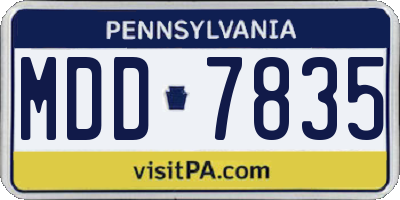 PA license plate MDD7835