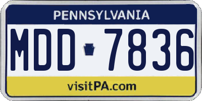 PA license plate MDD7836
