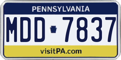 PA license plate MDD7837