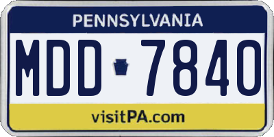 PA license plate MDD7840