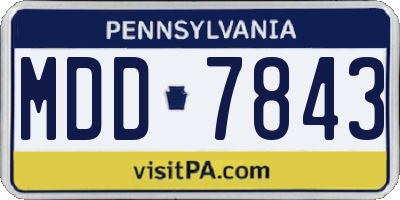 PA license plate MDD7843