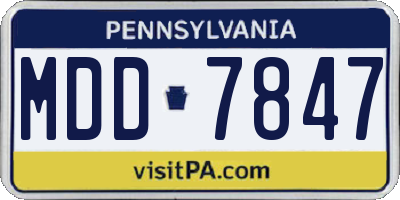 PA license plate MDD7847