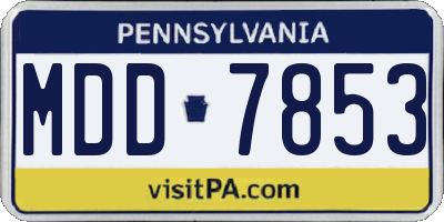 PA license plate MDD7853