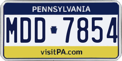 PA license plate MDD7854