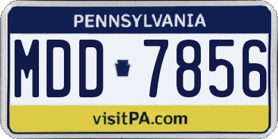 PA license plate MDD7856