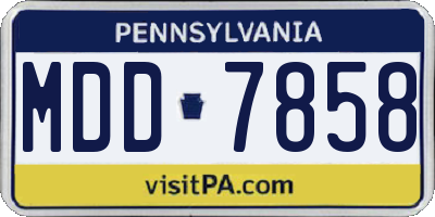 PA license plate MDD7858