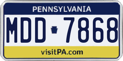 PA license plate MDD7868