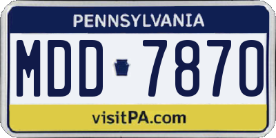 PA license plate MDD7870