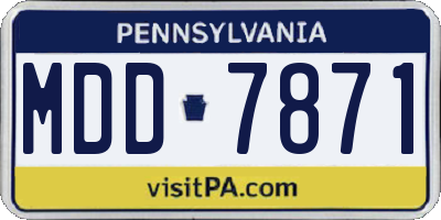 PA license plate MDD7871