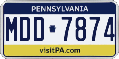 PA license plate MDD7874