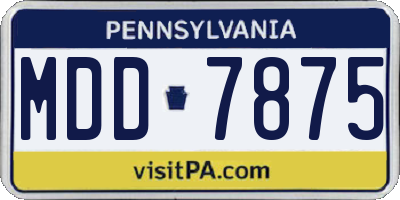 PA license plate MDD7875