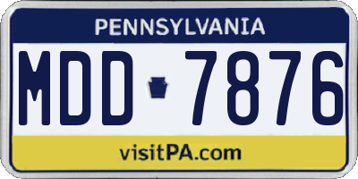 PA license plate MDD7876