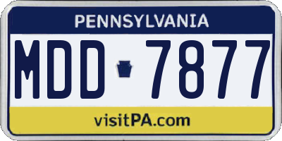 PA license plate MDD7877