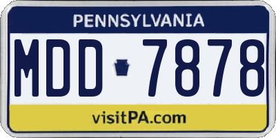 PA license plate MDD7878