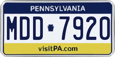 PA license plate MDD7920