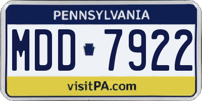 PA license plate MDD7922