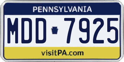 PA license plate MDD7925