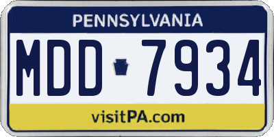 PA license plate MDD7934
