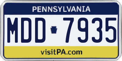 PA license plate MDD7935