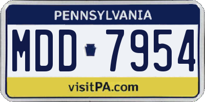 PA license plate MDD7954