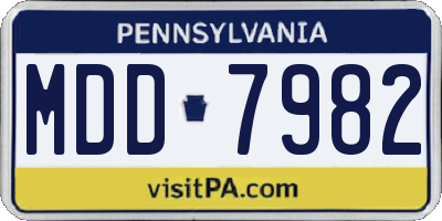 PA license plate MDD7982