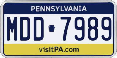 PA license plate MDD7989