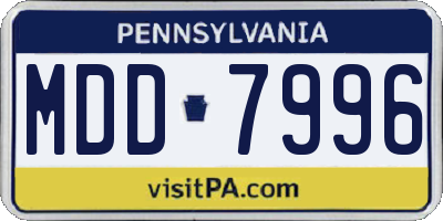 PA license plate MDD7996