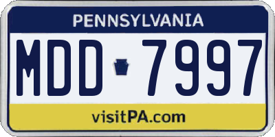 PA license plate MDD7997