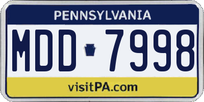 PA license plate MDD7998