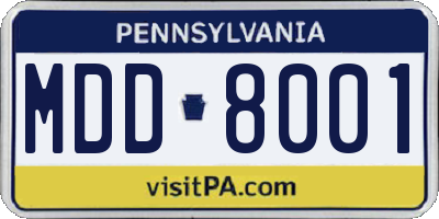 PA license plate MDD8001
