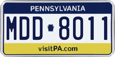 PA license plate MDD8011