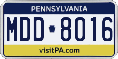 PA license plate MDD8016