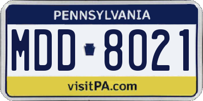 PA license plate MDD8021