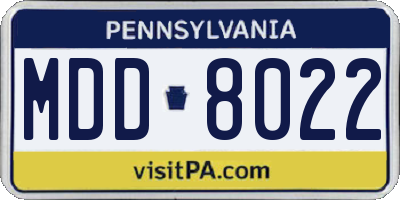 PA license plate MDD8022