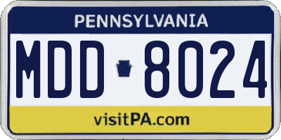 PA license plate MDD8024