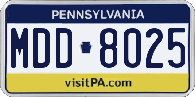 PA license plate MDD8025