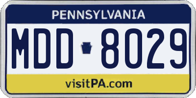 PA license plate MDD8029