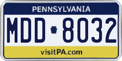 PA license plate MDD8032