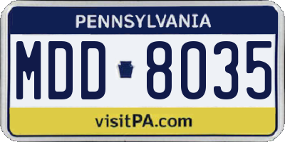 PA license plate MDD8035