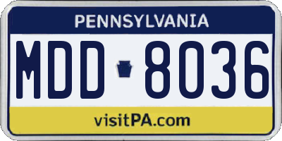 PA license plate MDD8036