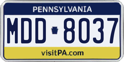 PA license plate MDD8037