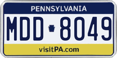 PA license plate MDD8049