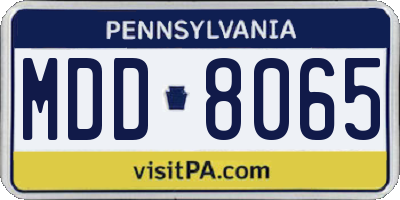 PA license plate MDD8065