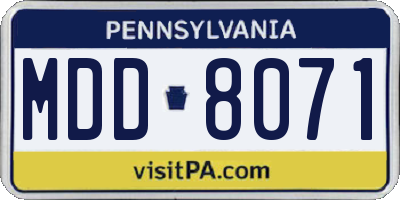 PA license plate MDD8071