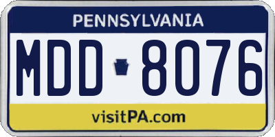 PA license plate MDD8076