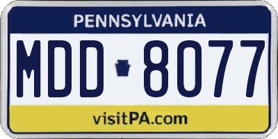 PA license plate MDD8077