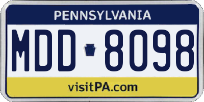 PA license plate MDD8098