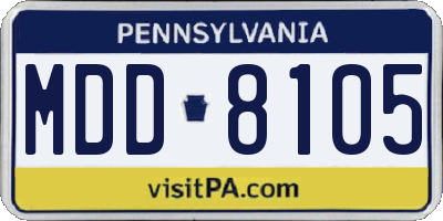 PA license plate MDD8105